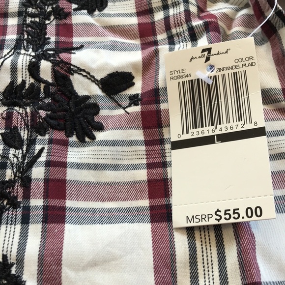 7 For All Mankind Floral Plaid Long Sleeve Shirt (Big Girls) - Picture 11 of 13